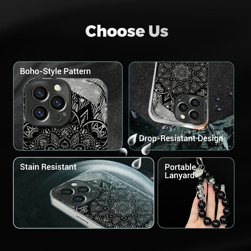 Black Five-angle Flower Case Cover for iPhone - Get a FREE Exquisite Diamond Bracelet!🔥