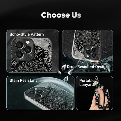 Black Five-angle Flower Case Cover for iPhone - Get a FREE Exquisite Diamond Bracelet!🔥