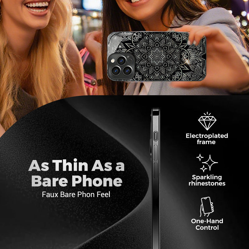 Black Five-angle Flower Case Cover for iPhone - Get a FREE Exquisite Diamond Bracelet!🔥