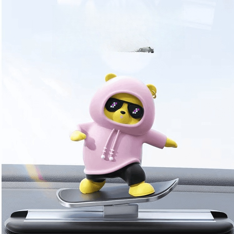 🛹🐻 Meet Your New Co-Pilot! The Skateboarding Bear Car Decor 🐻🛹