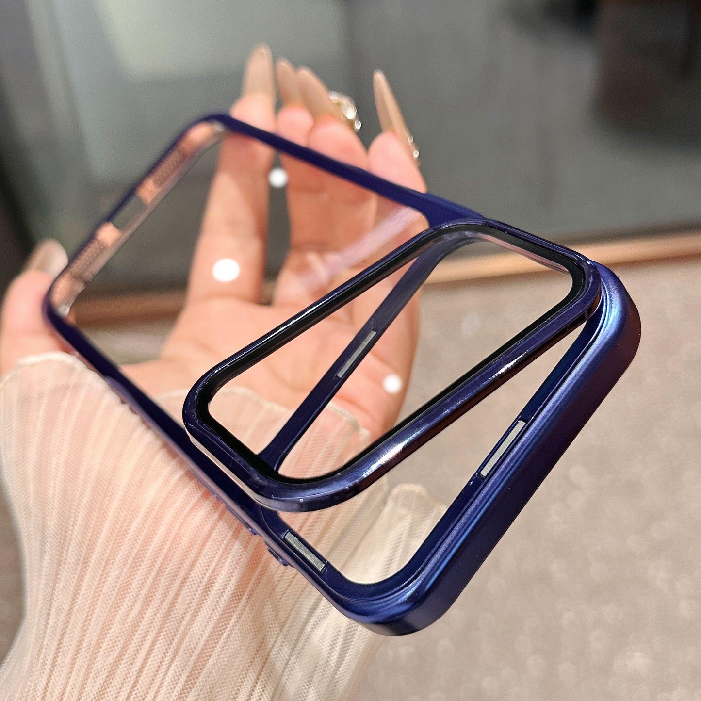 Large-Window Foldable Cover Lens Protection Frame Case Cover for iPhone