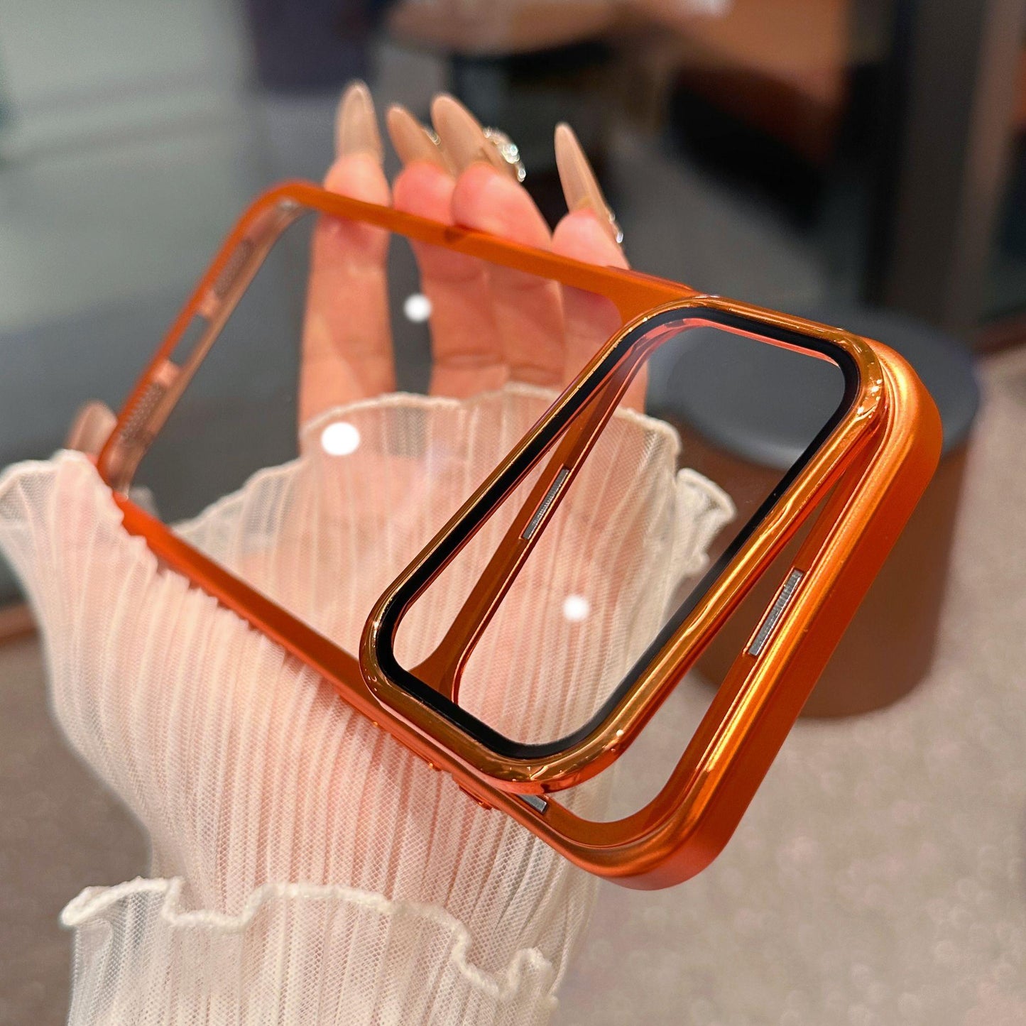 Large-Window Foldable Cover Lens Protection Frame Case Cover for iPhone