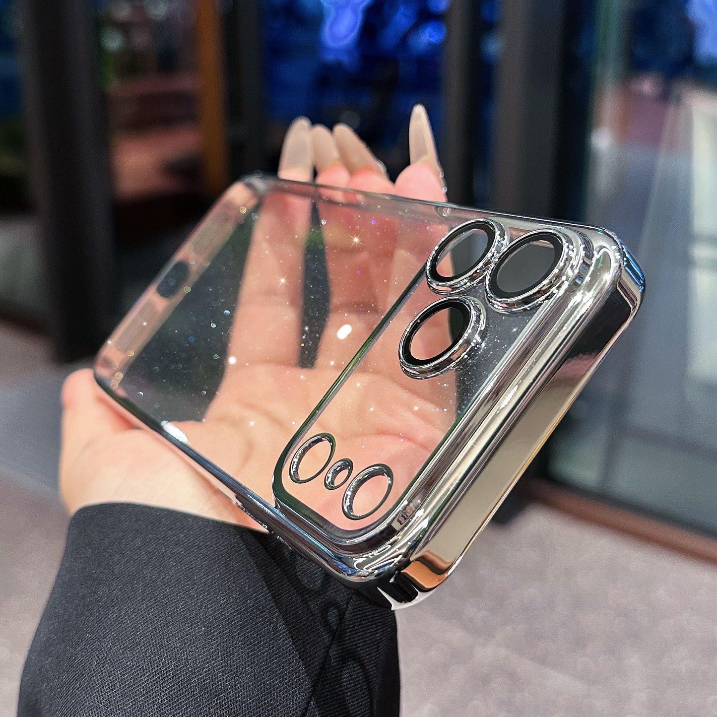 Glittering Starry Sky Electroplated Frame Case Cover for iPhone