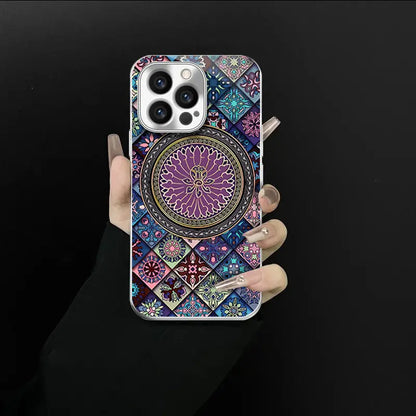 Colorful Purple Lotus Flower Totem Case Kit for iPhone - Get a FREE Exquisite Diamond Bracelet!🔥