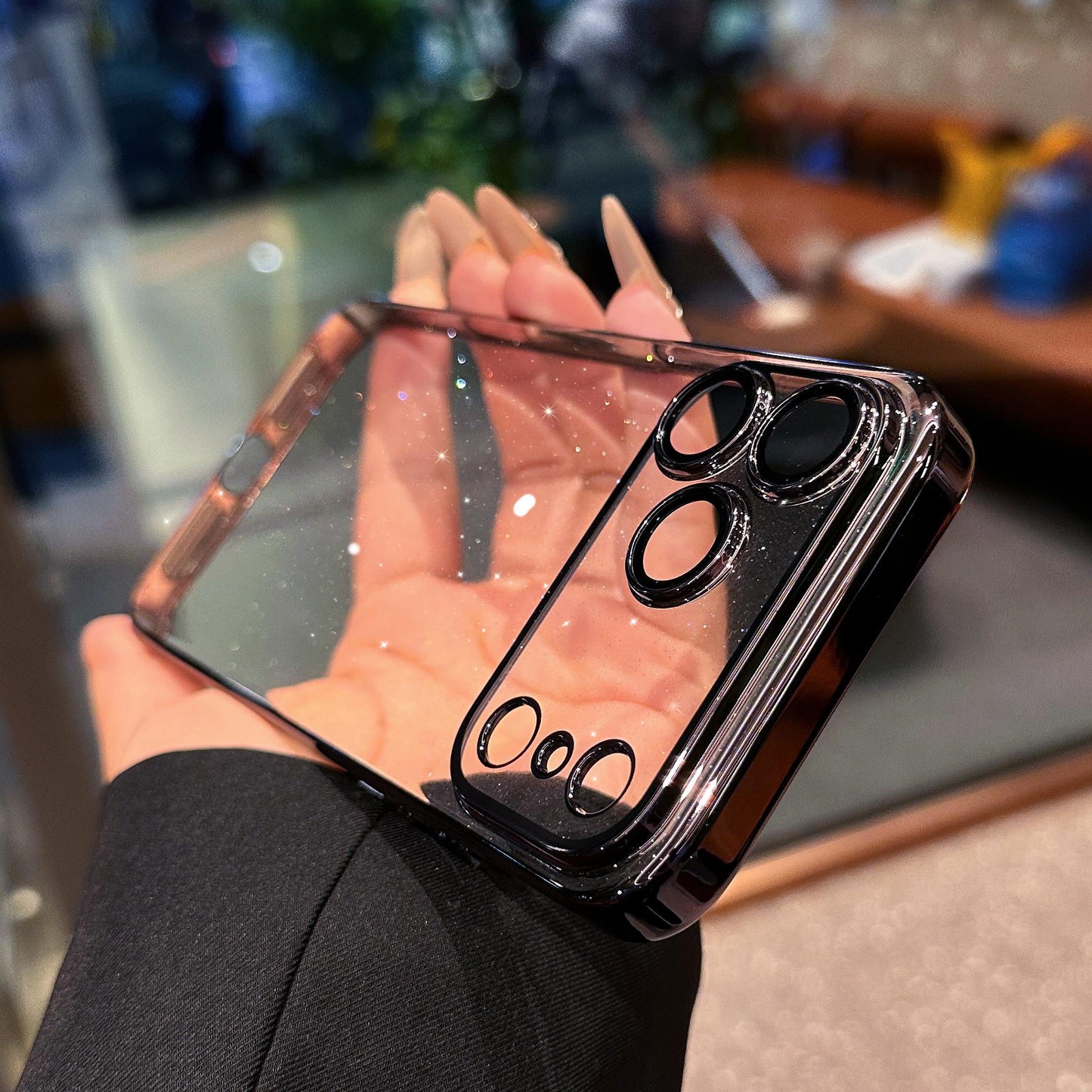 Glittering Starry Sky Electroplated Frame Case Cover for iPhone