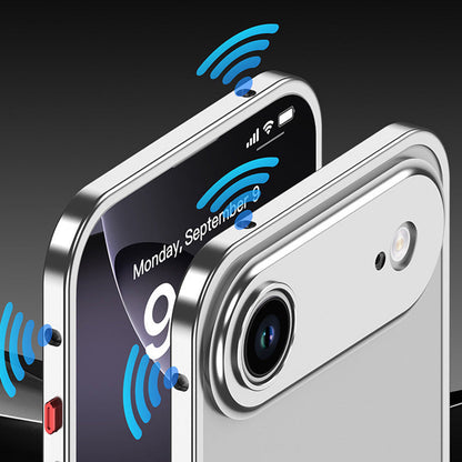 Metal Bare Frame Heat-Dissipating iPhone Case with Seahorse Buckle Design