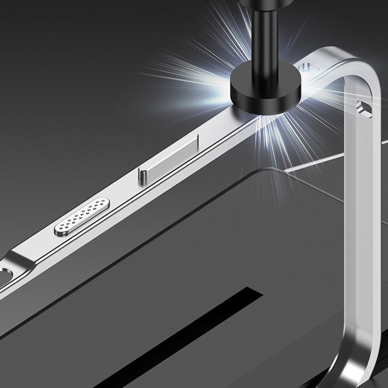 Metal Bare Frame Heat-Dissipating iPhone Case with Seahorse Buckle Design