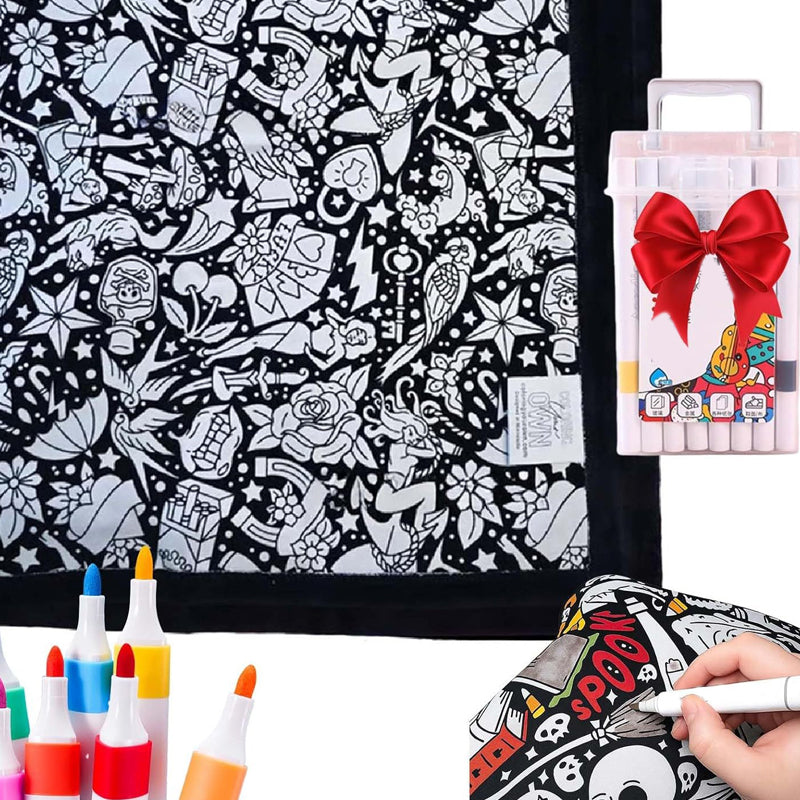 🔥70% OFF🔥DIY Coloring Blanket with Markers